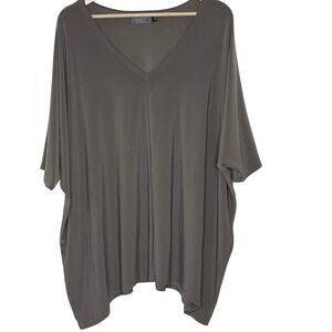 Sympli Womens Oversized V-Neck Tunic Top Taupe Brown Dolman‎ Sleeve Size 12